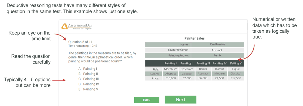 screenshot of deductive reasoning test 1