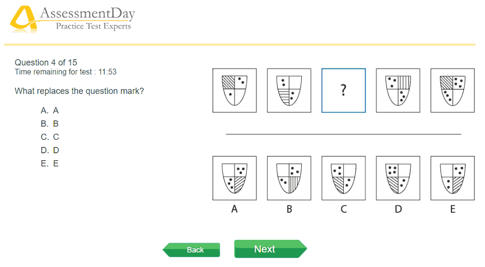 screenshot of inductive reasoning test 2