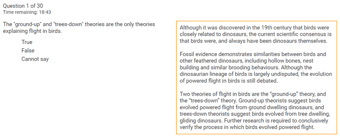 screenshot of verbal reasoning question